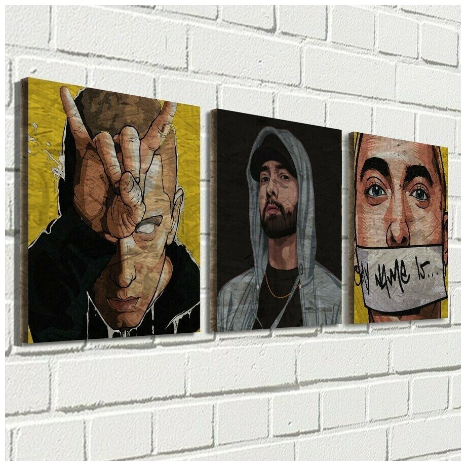Модульная картина на рельефной доске ОСП 66x24 см квадратные Музыка Eminem Эминем - 3060