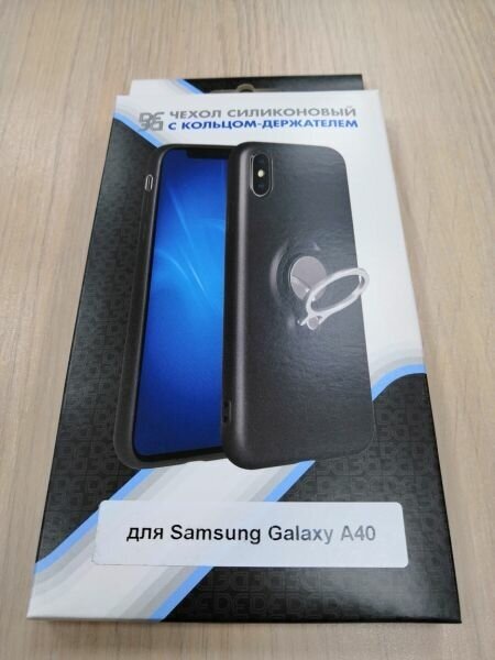 Накладка силикон DF с кольцом-держателем для Samsung Galaxy A40 A405 2019 Black