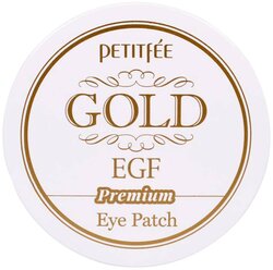 Petitfee Гидрогелевые патчи для век с золотыми частицами и фактором роста Hydrogel eye patch premium Gold & EGF, 60 шт.