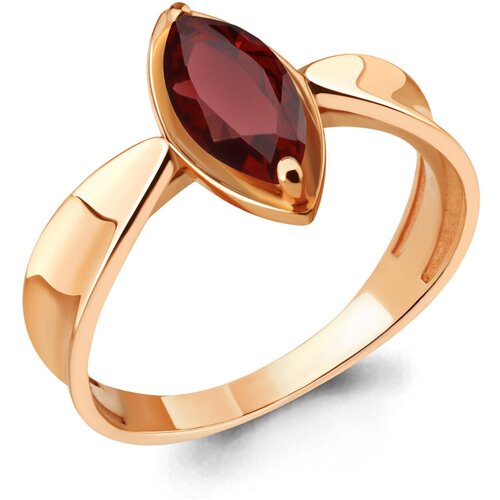 фото Кольцо diamant online, серебро, 925 проба, золочение, гранат, размер 18.5