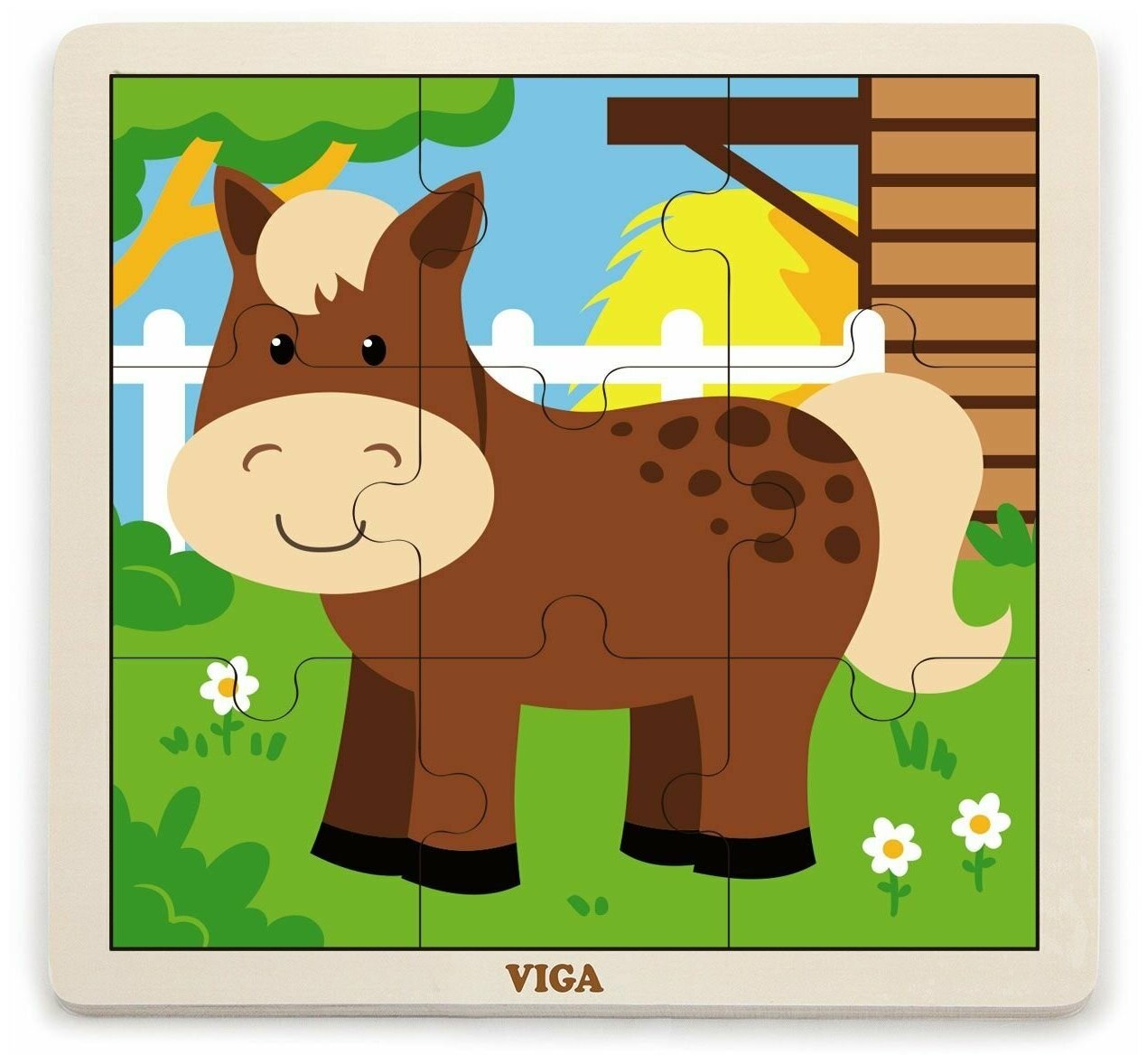 Развивающие игрушки из дерева Viga Toys Развивающая игра-пазл для детей Лошадка (9 элементов) дерево 51439