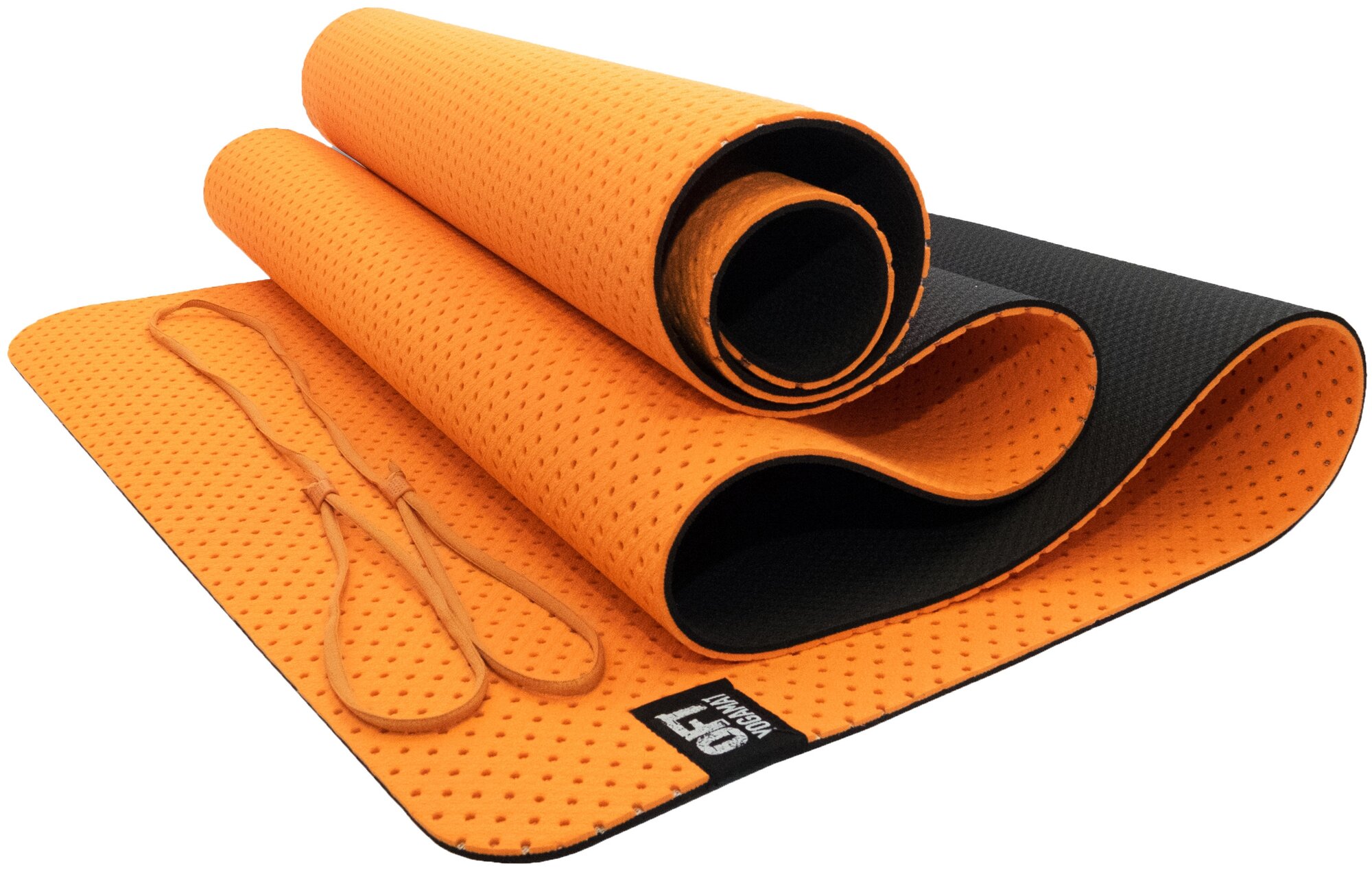 Мат для йоги 6 мм двухслойный перфорированный оранжевый FT-YGM6-3DT-ORANGE