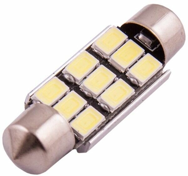 Автолампа диод T11(C5W) 12V 9 SMD 1-конт 39мм обманка Белая SKYWAY Салон, номер