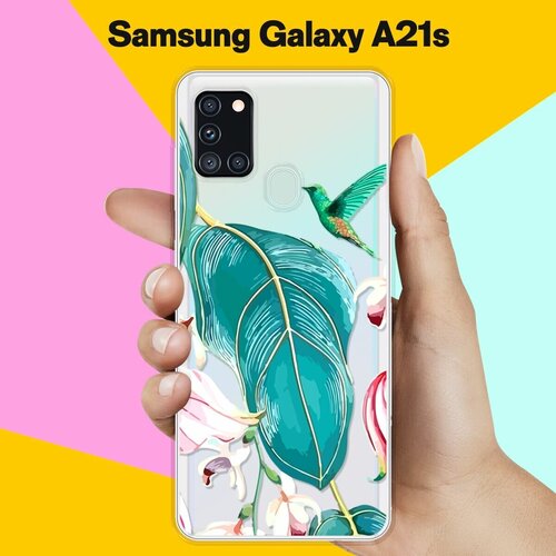 Силиконовый чехол Колибри на Samsung Galaxy A21s жидкий чехол с блестками тотем из голов на samsung galaxy a21s самсунг галакси a21s