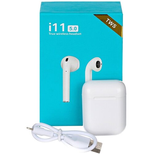 Беспроводные Bluetooth наушники i11 сенсорные белый 65500₽