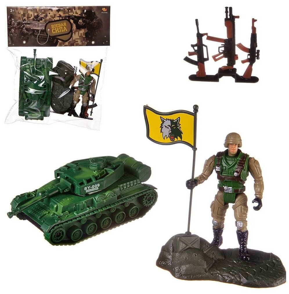 Игровой набор Abtoys Боевая сила Танк, фигурка солдата, акссесуары, в пакете