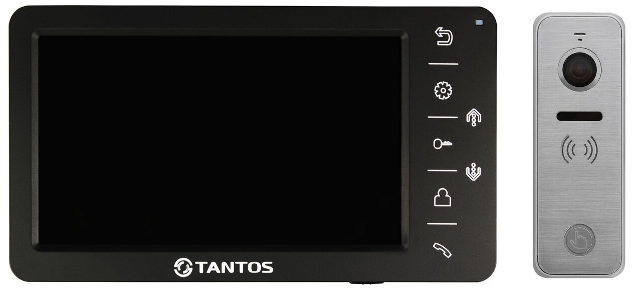 Tantos Amelie (черный) и iPanel 2+(Metal) (комплект домофона с экраном 7 и вызывной панелью с широким углом обзора)