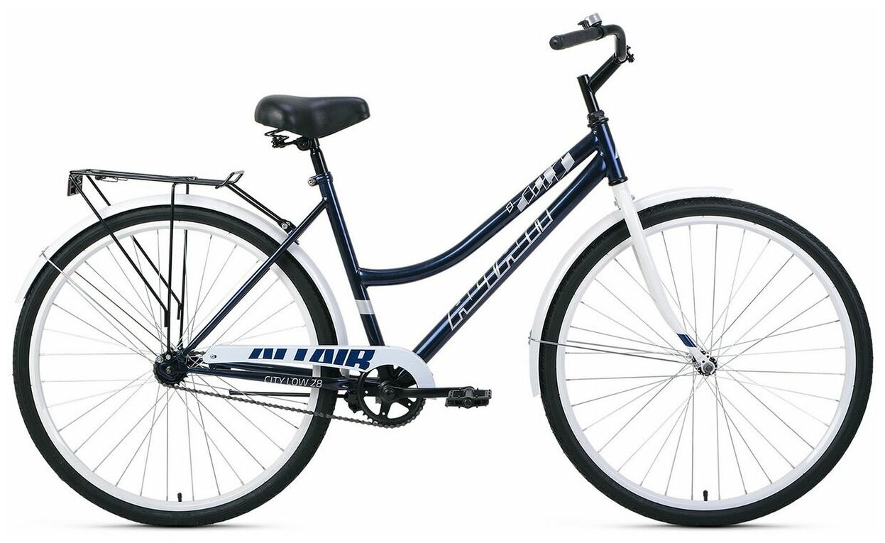 Велосипед ALTAIR CITY 28 low (2022) (Велосипед ALTAIR CITY 28 low (28" 1 ск. рост. 19") 2022, темно-синий/белый, RBK22AL28021)
