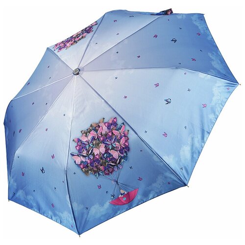 Мини-зонт FABRETTI, полуавтомат, для женщин, синий