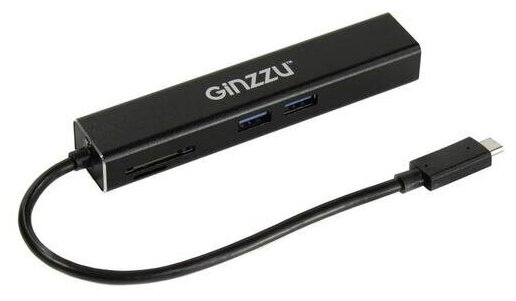 Концентратор USB 3.1+CR+LAN Ginzzu GR-568UB