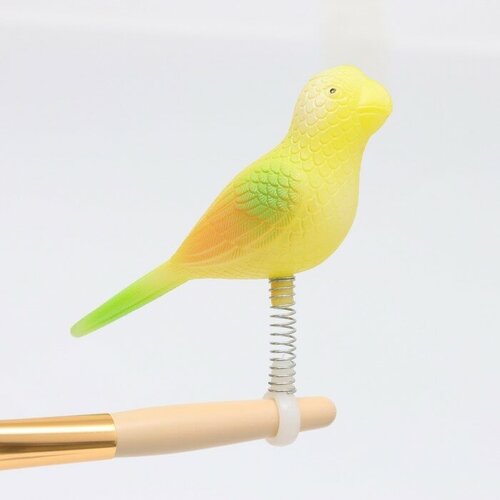 Longteng Игрушка для птиц Птичка на пружинке, 11.9 х 3.4 х 12.5 см, жёлтая