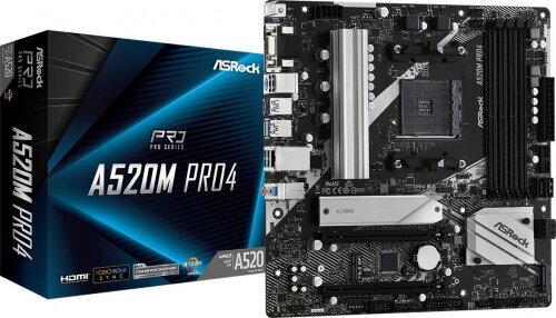 Материнская плата ASROCK A520M PRO4 (AM4, mATX)