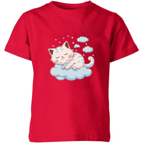 мужская футболка спящий котик s синий Футболка Us Basic, размер 10, красный