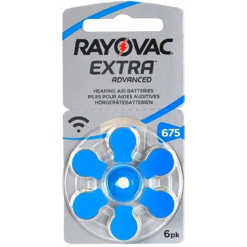 Батарейки для слухового аппарата Rayovac Extra 675 (6 шт) батарейки для слуховых аппаратов za675 6шт