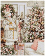 Luca-S BU5019 White Santa With Christmas Tree (Санта с Ёлкой) Набор для вышивания 25 x 32 см Счетный крест