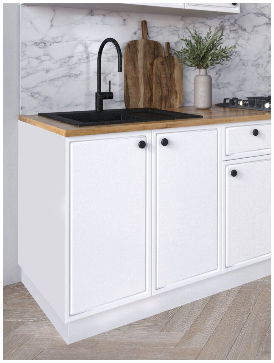 Модуль кухонный VITAMIN шкаф- стол под мойку двухдверный, фасад МДФ, белая эмаль, ш.80 см - фотография № 2