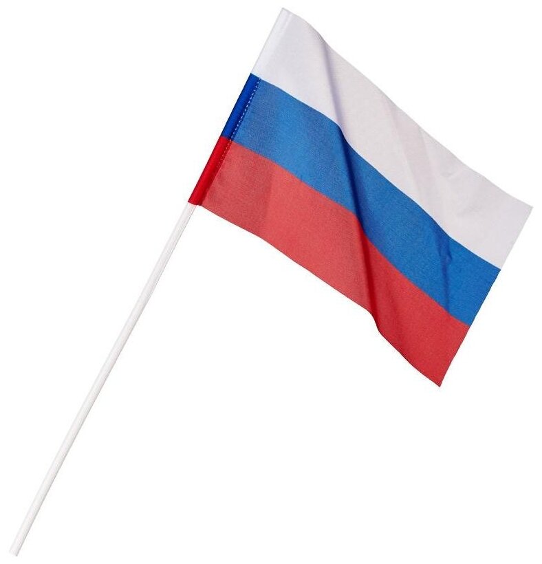 Флаг Геоцентр Флаг Российской Федерации с флагштоком 12 х 18 см