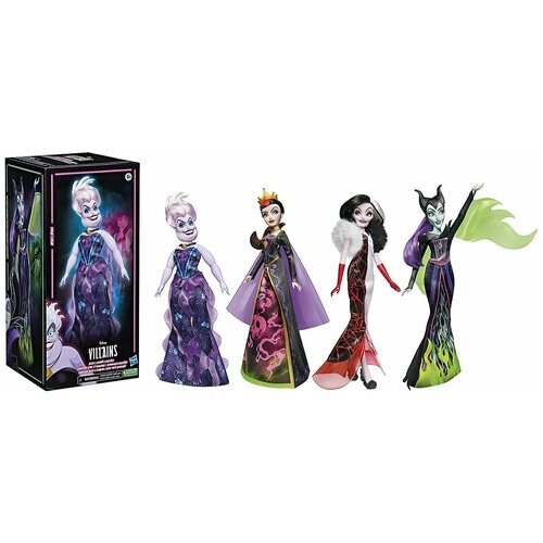 Коллекция Disney Villains Black and Brights Набор из 4х кукол-злодеев 28 см в высоту