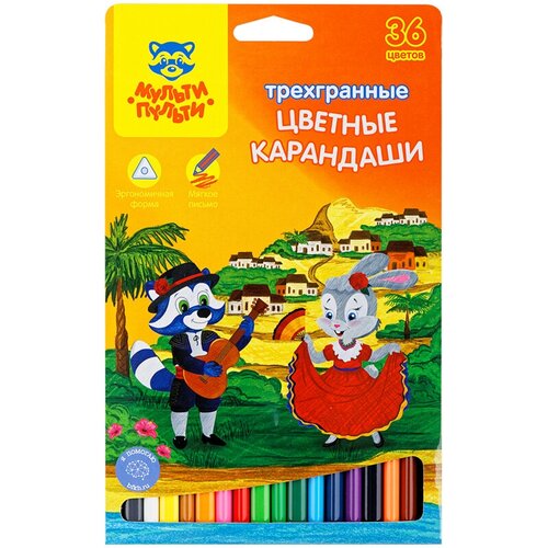 Карандаши цветные Мульти-Пульти Енот в Испании, 36цв, трехгран, заточен, картон, европодвес 239793 рубашка noppies kingfisher темно синий светло голубой