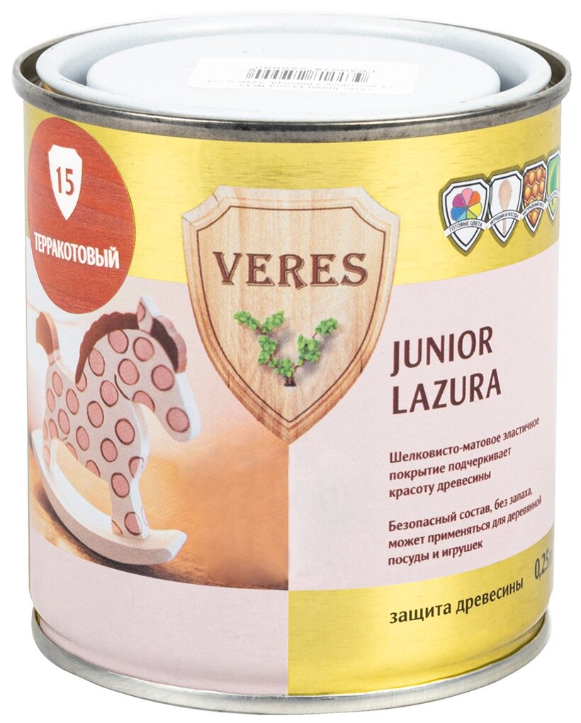 Водозащитная пропитка VERES Junior Lazura, 0.25 л, №15 Терракотовый