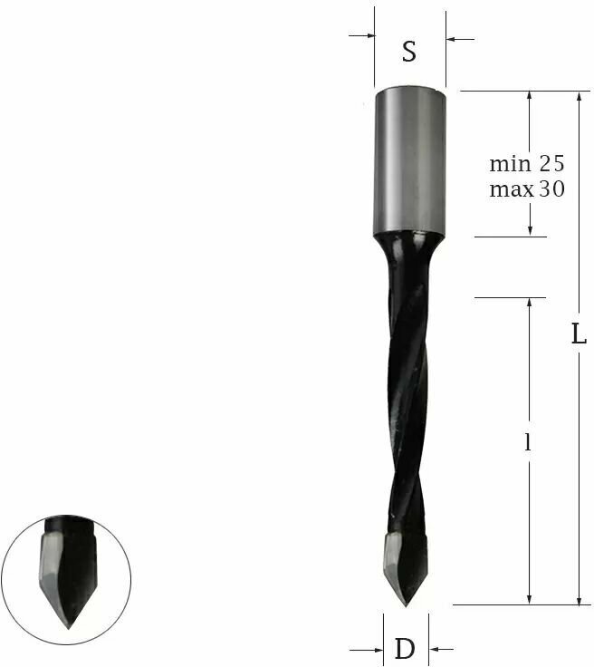 Сверло присадочное для ЛДСП сквозное 5х70х10 правое