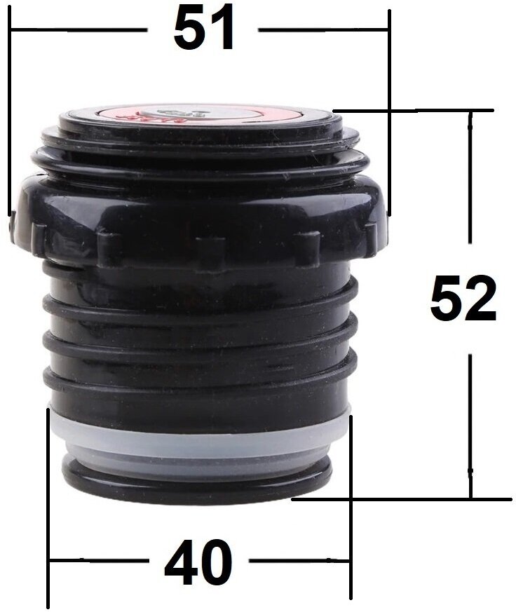 Пробка, крышка - с кнопкой, для термоса-гильзы - 4,2 см; внешняя резьба; черно-красная - фотография № 6