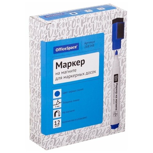 фото Officespace набор маркеров для белых досок на магните (268348) синий, 12 шт.