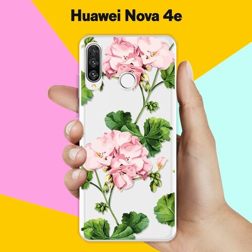 силиконовый чехол цветы розовые на huawei y8p Силиконовый чехол Розовые цветы на Huawei Nova 4e