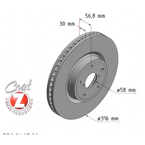 ZIMMERMANN 530246720 диск тормозной передний\ Subaru (Субару) tribeca 3.0 / 3.6i 05 (Комплект 2 штуки)