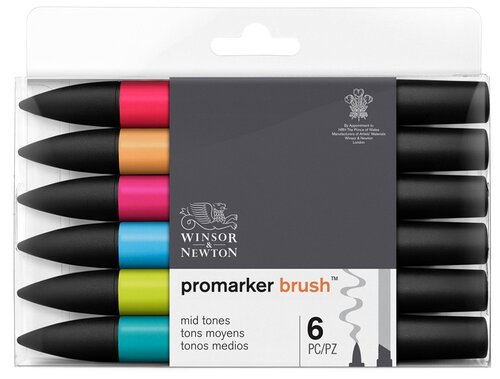 Winsor & Newton набор маркеров Promarker Brush, (290124), 6 шт.