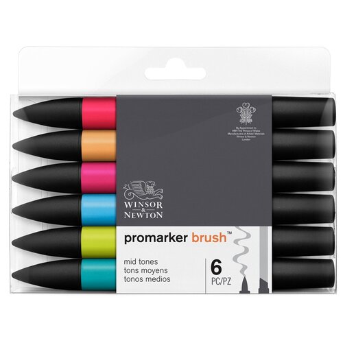 Winsor & Newton набор маркеров Promarker Brush, (290124), 6 шт.