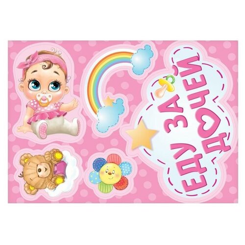 Набор магнитов на авто Еду за дочей на выписку 451₽