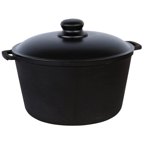 Кастрюля чугунная майстерня объём 6 литров с алюминиевой крышкой, цвет чёрный