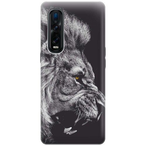 фото Cиликоновый чехол на oppo find x2 pro / оппо файнд х2 про с принтом "морда льва" gosso