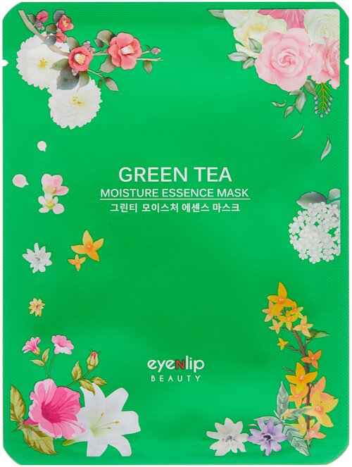 Eyenlip Moisture Essence Mask Green Tea тканевая маска с экстрактом зелёного чая, 25 г, 25 мл