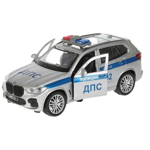 Машина BMW X5 M-Sport Полиция 12 см серебро металл инерция (свет, звук) Технопарк X5-12SLPOL-SR