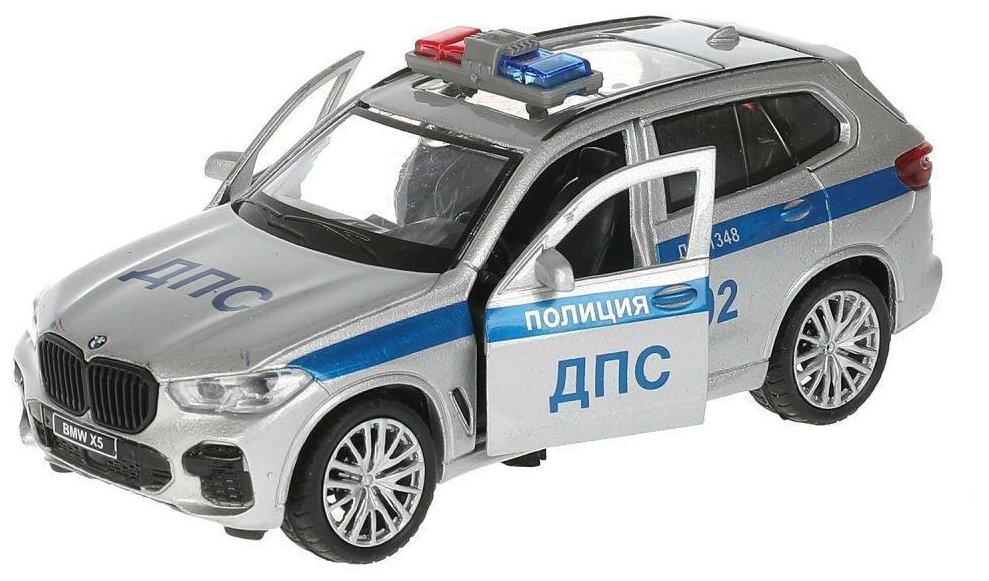 Машина металлическая ТехноПарк "BMW X5 M-Sport Полиция", серебристая, 12 см, свет+звук