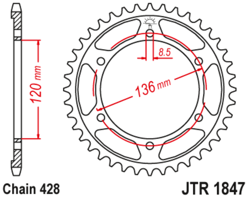 Звезда JT ведомая JTR1847.51 51 зуб