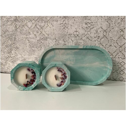 Набор свечи из натурального соевого воска набор с подносом