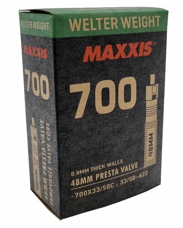 Камера Maxxis Welter Weight 700x33/50C 0.8 мм вело нип. 48 мм