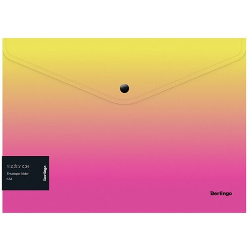 Папка-конверт на кнопке Berlingo Radiance (А4, 180мкм, пластик) желтый/розовый градиент, с рисунком, 12шт. (EFb_A4001)