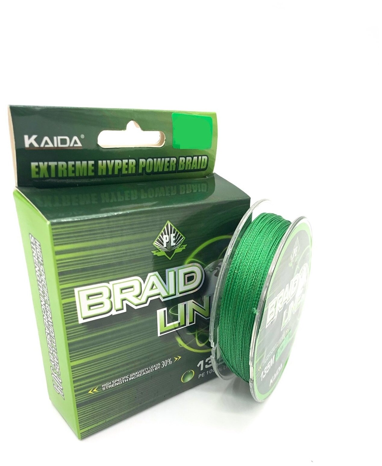 Плетеный шнур KAIDA BRAID LINE (зеленый) 135м 0.10 мм 4.1 кг
