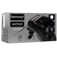 Перчатки нитриловые черные BENOVY Dental Formula MultiColor размер M (упаковка 50 пар)