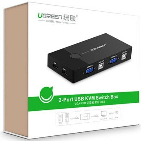 Переключатель UGREEN 2-Port USB KVM Switch Box ABS Case, black - фото №6