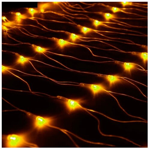 фото Гирлянда sh lights сетка для улицы ntld144, 150 х 100 см, 144 лампы, желтые диоды/прозрачный провод