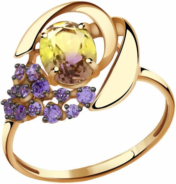 Кольцо Diamant online, золото, 585 проба, фианит, аметрин