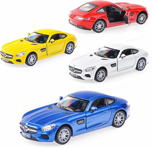 Машинка металлическая Kinsmart 1:36 Mercedes-AMG GT (Мерседес) 5388DKT инерционная, двери открываются / Желтый