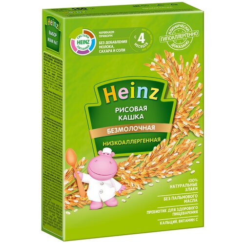 Каша Heinz безмолочная рисовая, с 4 месяцев каша heinz безмолочная я большой 5 злаков с 12 месяцев