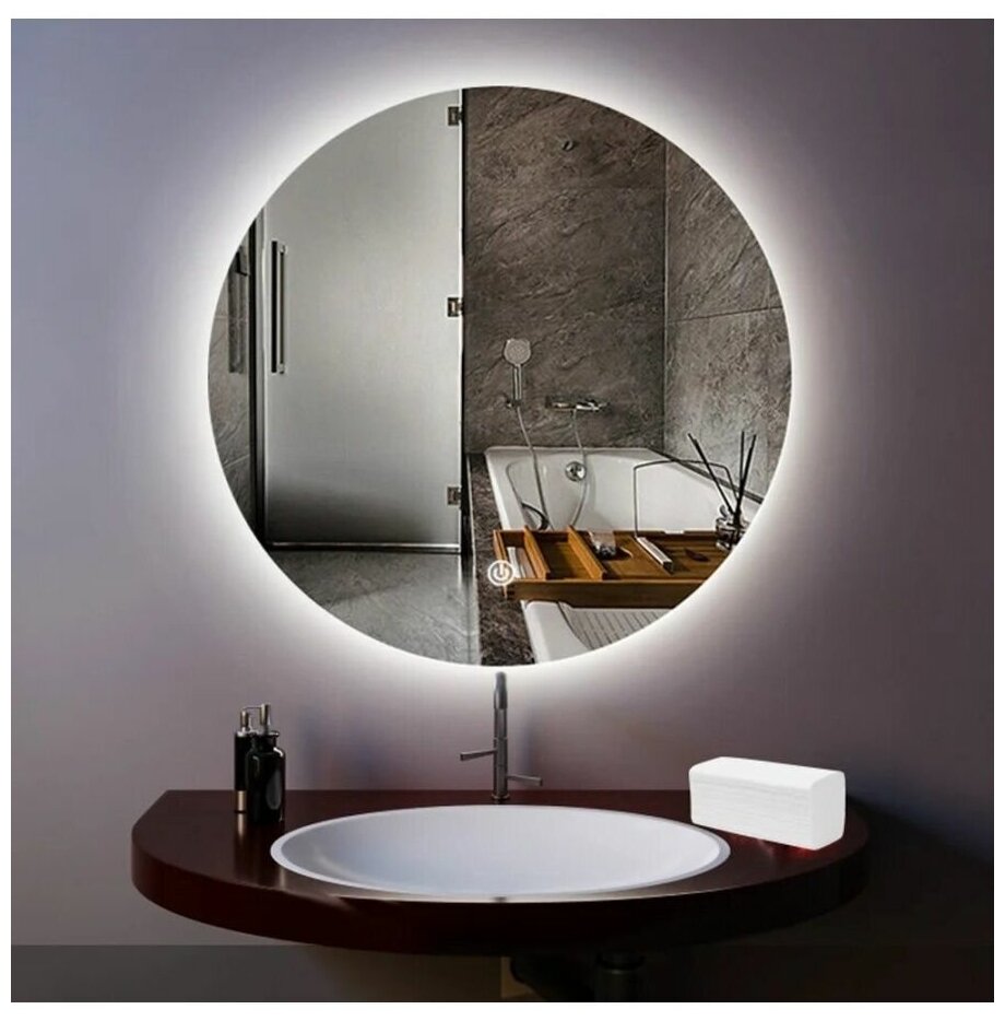 Зеркало с подсветкой для ванной комнаты 80 см. - фотография № 7