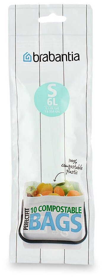 Мешки для мусора Brabantia Perfect Fit Compostable Bags S 6 л, 10 шт., зеленый - фото №1